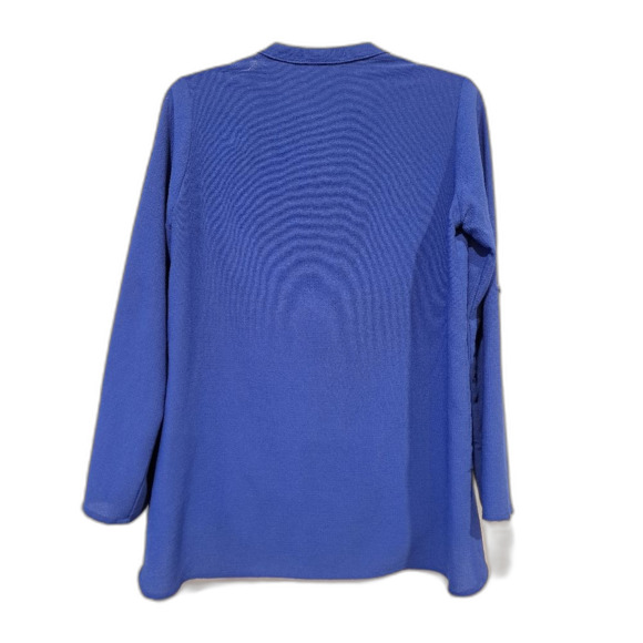 Gibson Rroyal blue blouse top, long sleeves or 3/4 sleeves, asymmetrical hem, XS - Picture 4 of 7